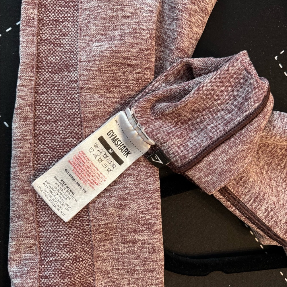 Gymshark Women's Burgundy Long Sleeve Workout Top and Leggings Set - Picture 9 of 9